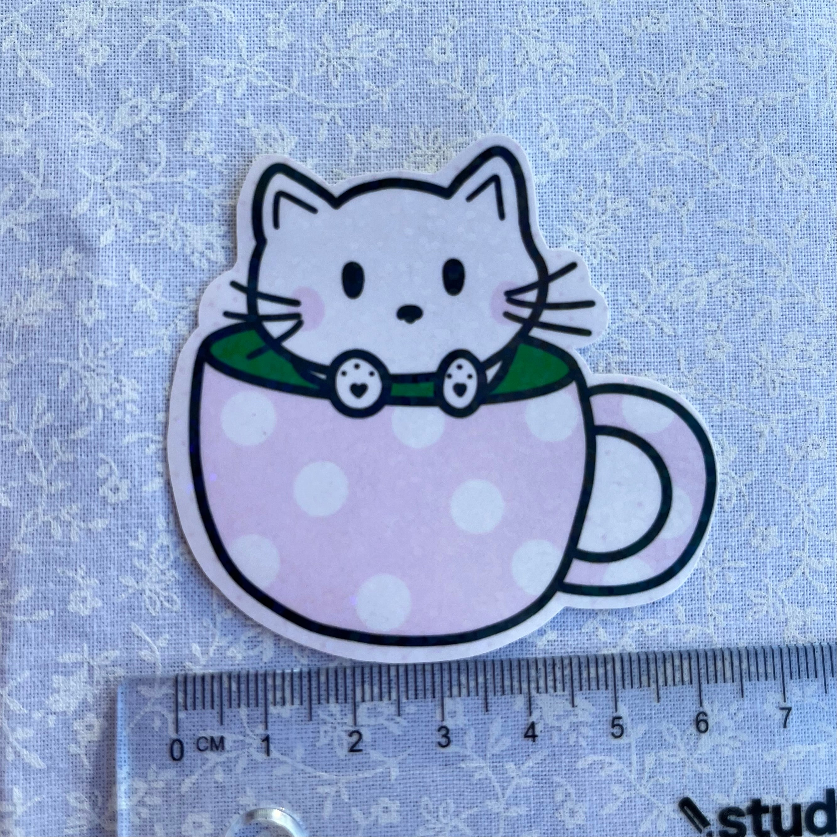 Kitty in a Matcha Sticker