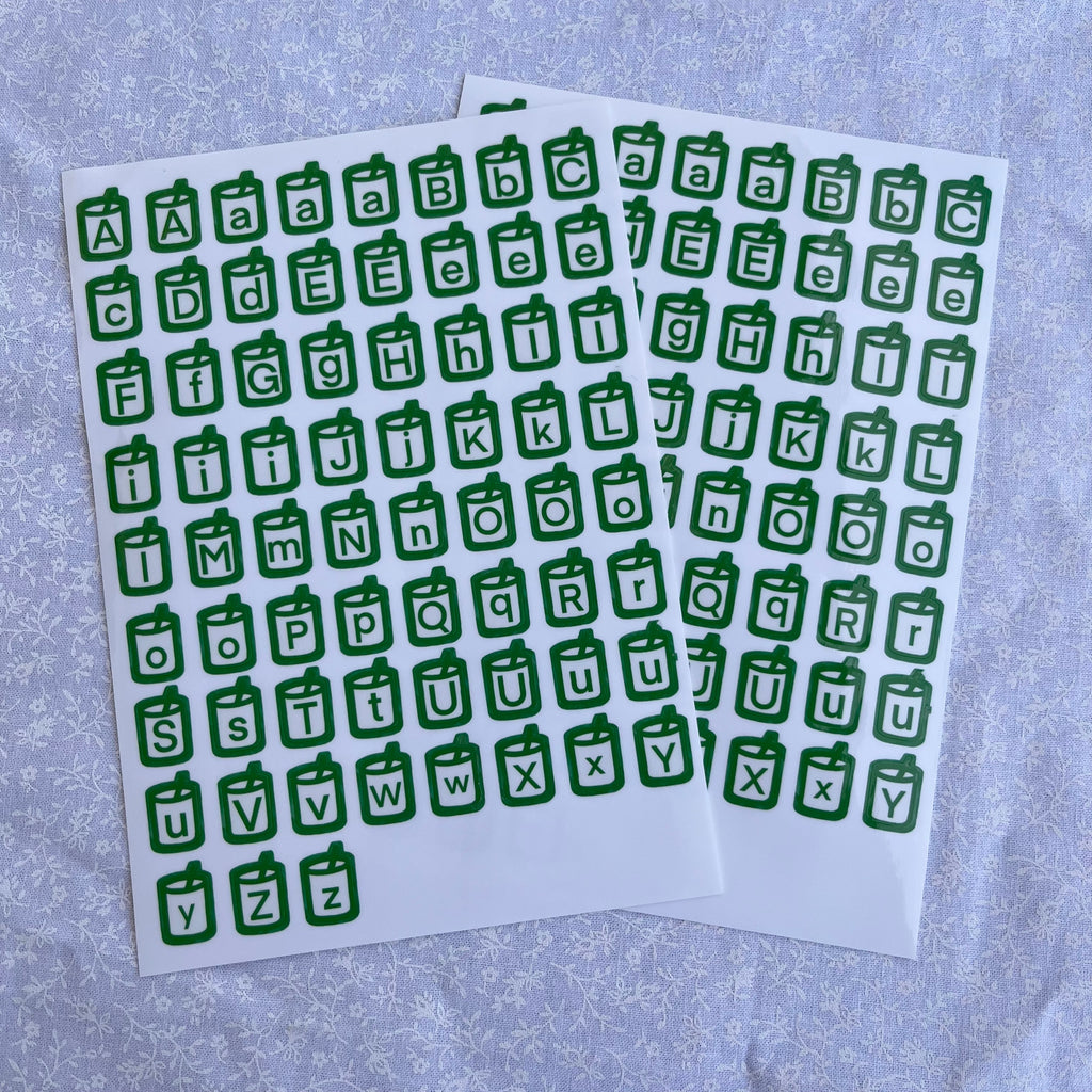 Matcha Alphabet Sticker Sheet (2 sheets)