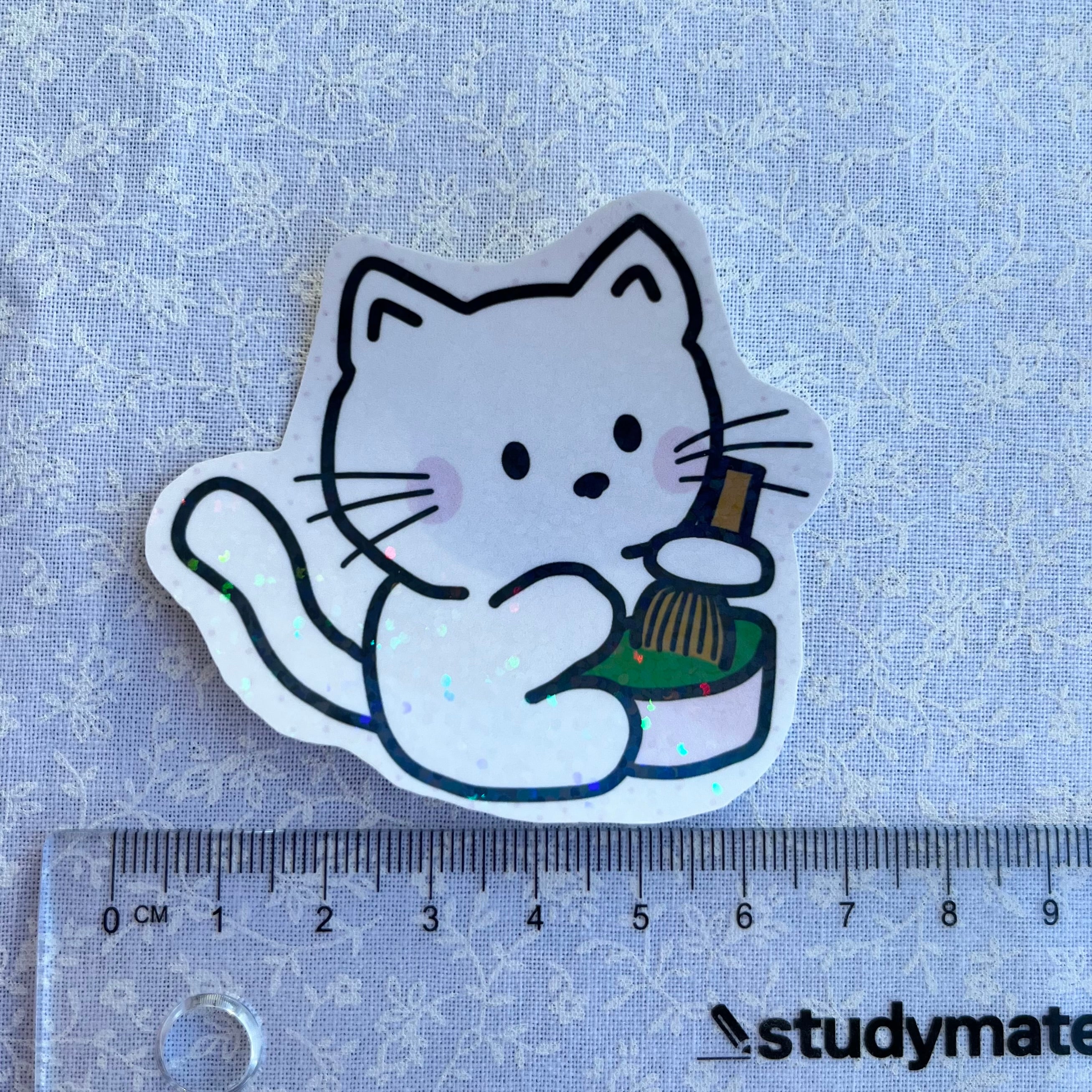 Kitty Whisking Matcha Sticker