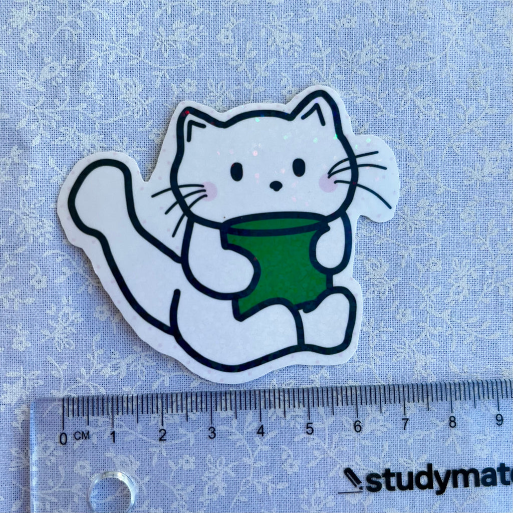 Kitty with a Matcha Sticker