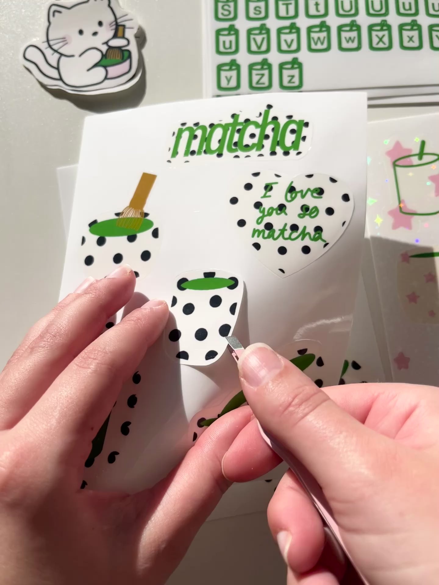 Polka Dot Matcha Sticker Sheet